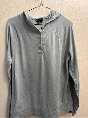 Prana Light Heather Grey Snap Henley Hoodie
